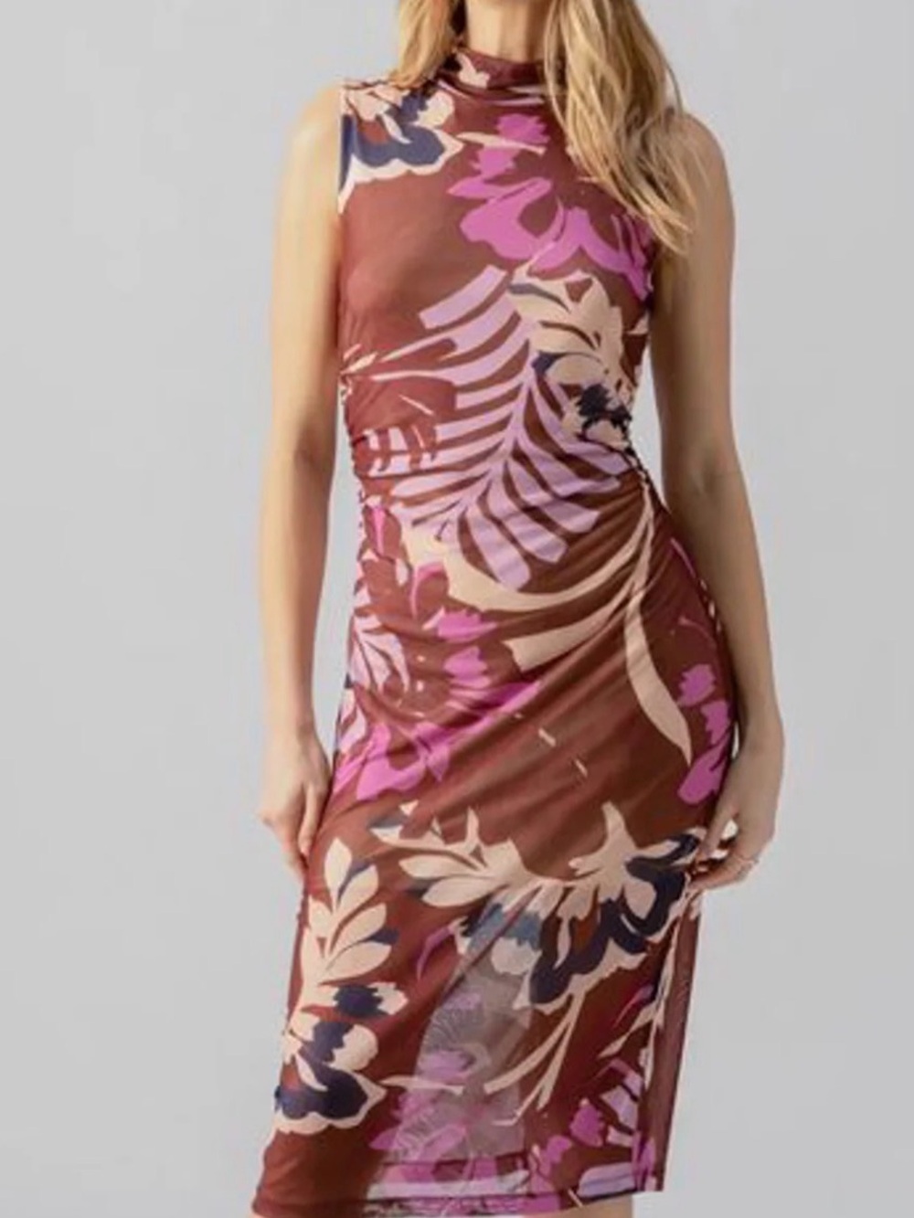 Sanctuary Sleeveless Maxi Dress in Burgundy and Mauve Floral